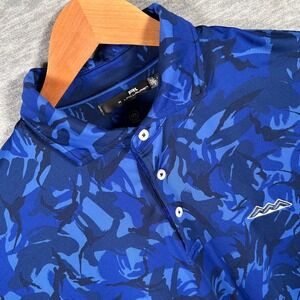 RLX Ralph Lauren Polo Shirt Mens Large Blue Geometric Camo Performance Golf Logo